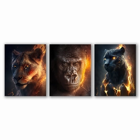 Animals on Fire - Tripty by Zenzdesign framed mural artwork