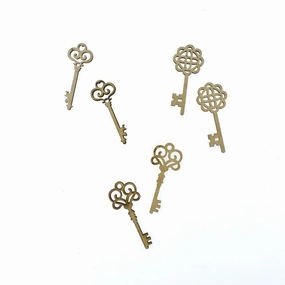 Antique Key Laser-Cut Ornate Wood Shapes, Natural, 6-Count wooden room decoration