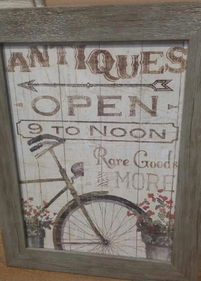Antique Look Bike Picture with Wooden Frame wall pendant decor