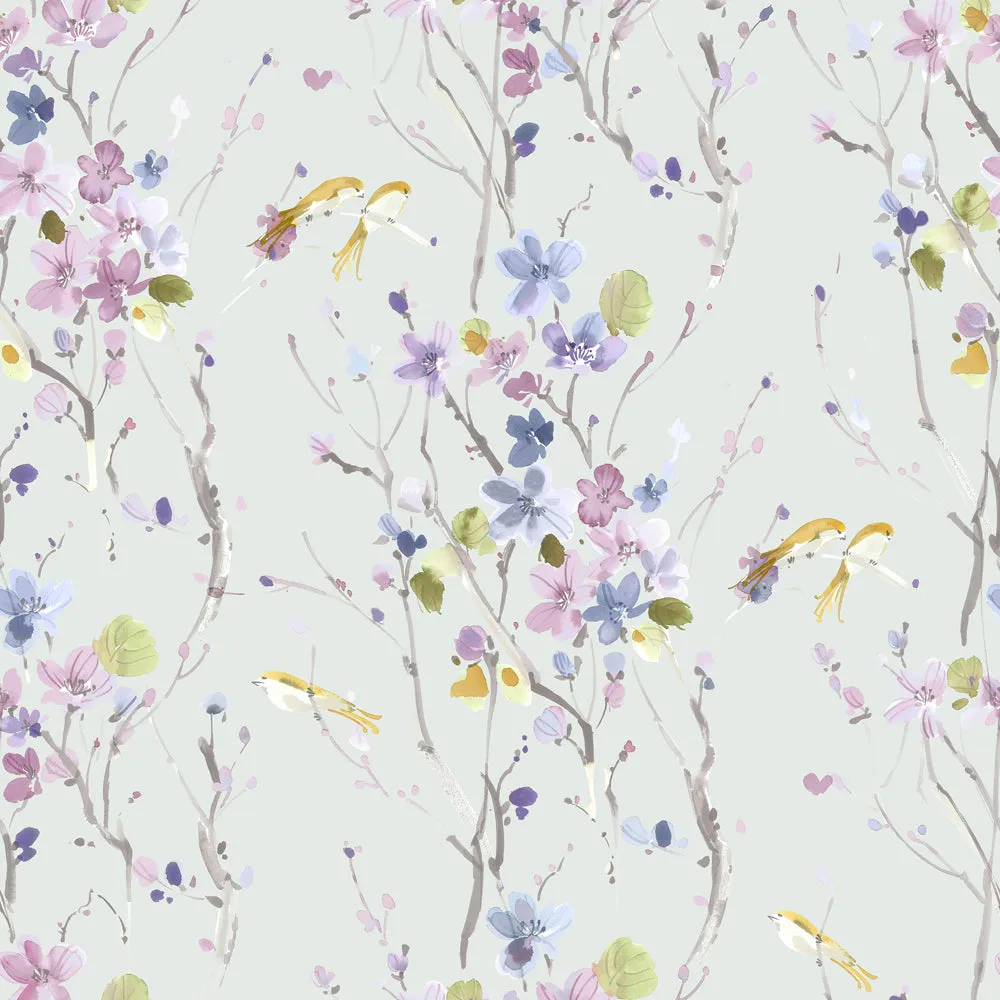 Armathwaite Printed Cotton Made to Measure Roman Blinds Violet/Duck Egg