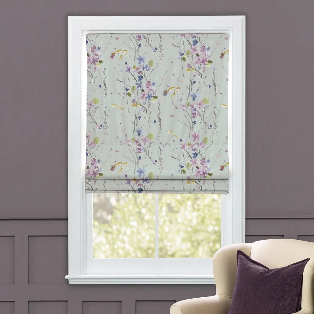 Armathwaite Printed Cotton Made to Measure Roman Blinds Violet/Duck Egg