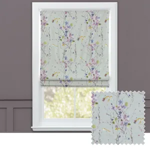 Armathwaite Printed Cotton Made to Measure Roman Blinds Violet/Duck Egg chic floor carpet  