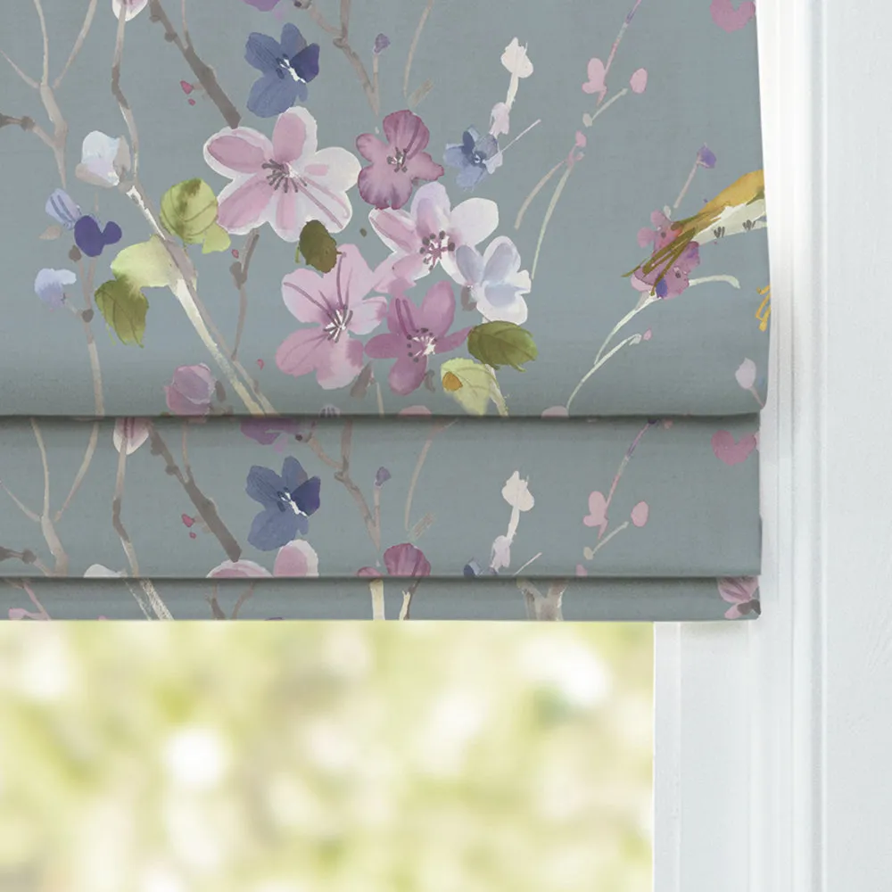 Armathwaite Printed Cotton Made to Measure Roman Blinds Violet/Slate