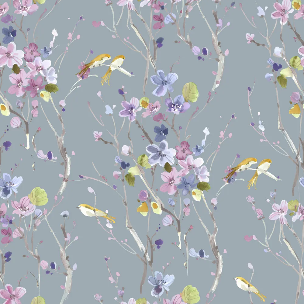 Armathwaite Printed Cotton Made to Measure Roman Blinds Violet/Slate