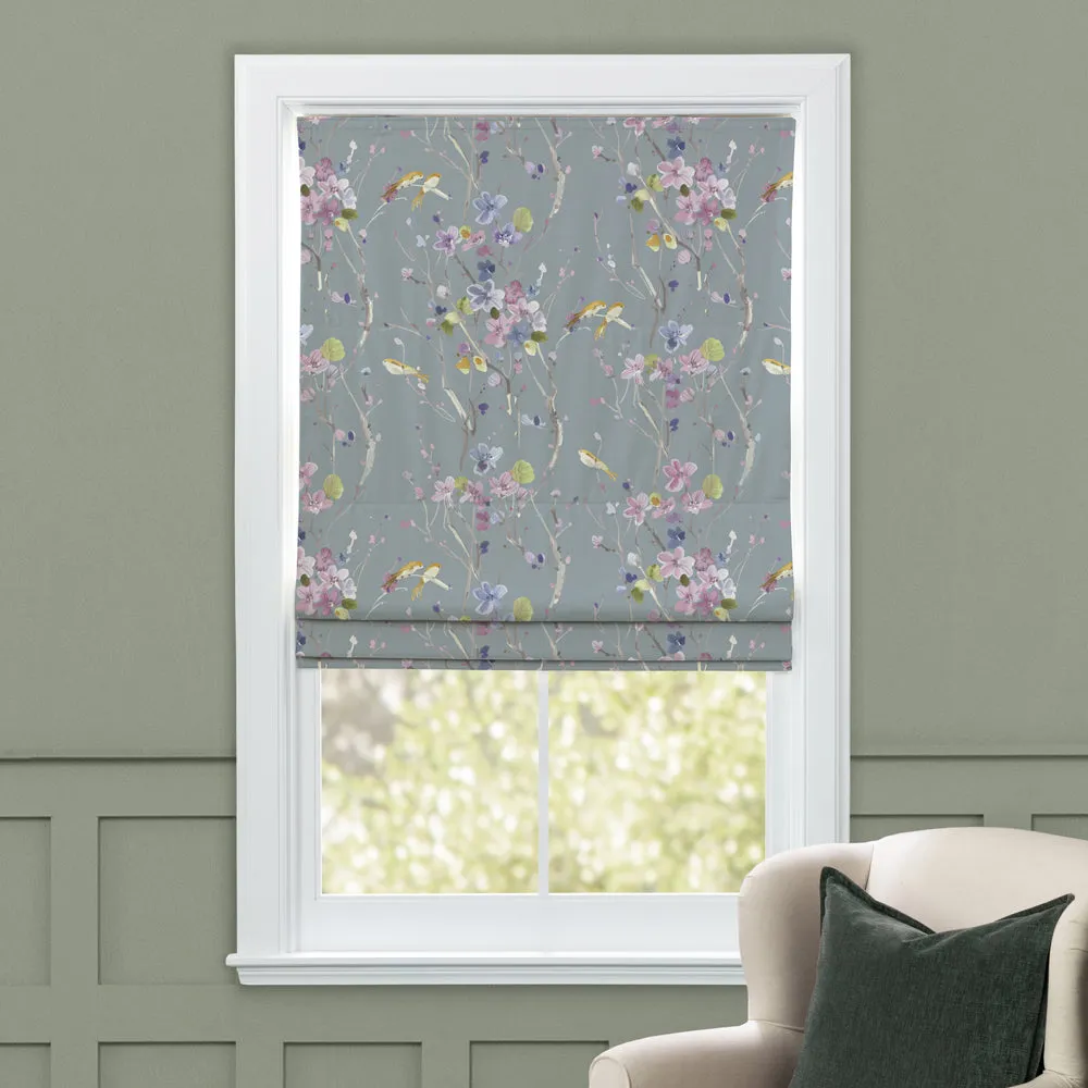 Armathwaite Printed Cotton Made to Measure Roman Blinds Violet/Slate