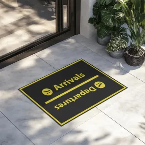 Arrival and Departures 4 (Black) Designed Door Mats door entrance rug