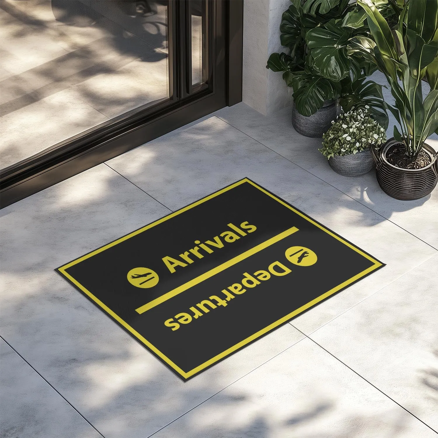 Arrival and Departures 4 (Black) Designed Door Mats door entrance rug