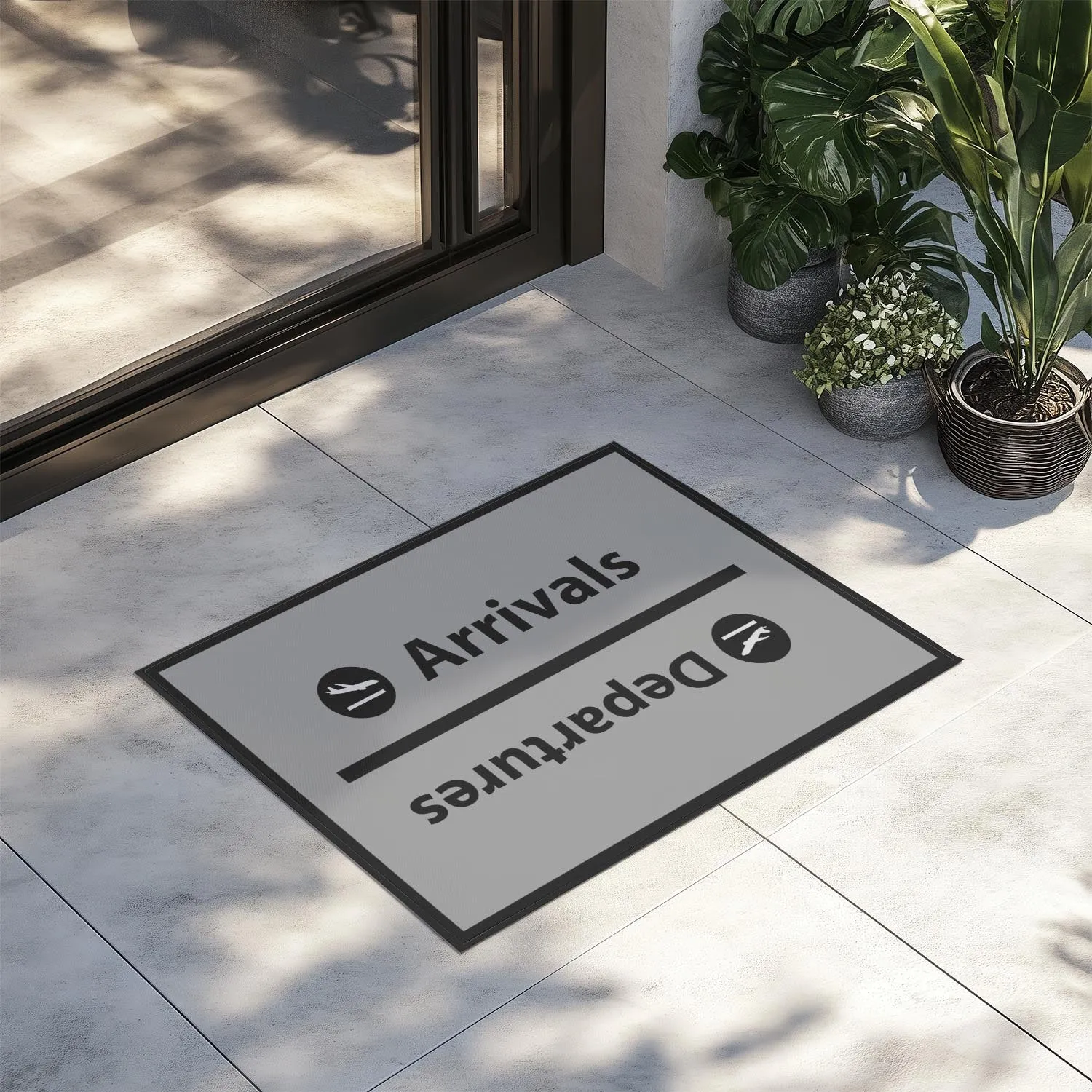 Arrival and Departures 4 (Gray) Designed Door Mats door entrance rug
