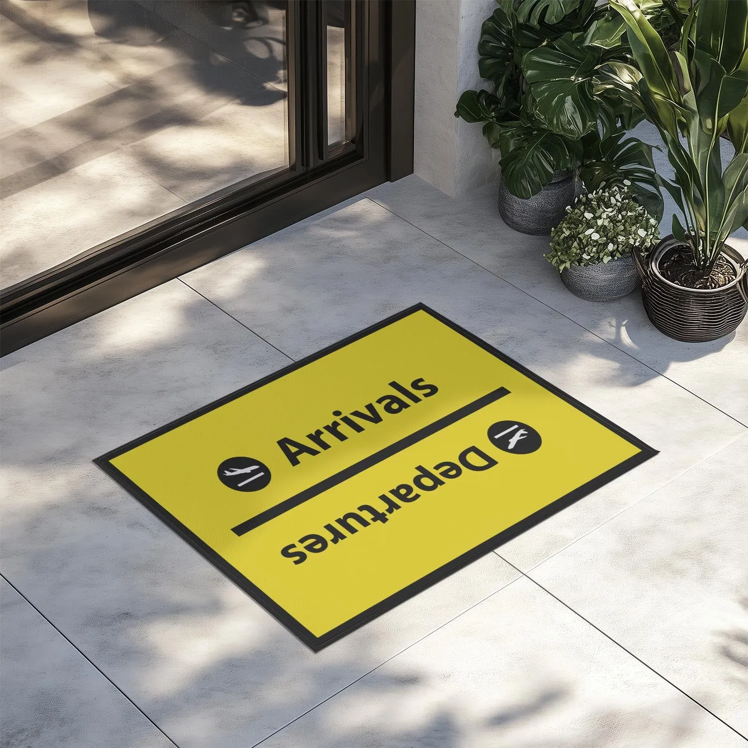 Arrival and Departures 4 (Yellow) Designed Door Mats door entrance rug