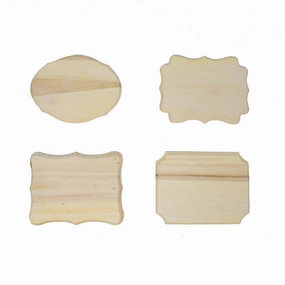 Assorted Fancy Beveled Wooden Plaques, Natural, 7-Inch, 4-Piece wooden room decoration