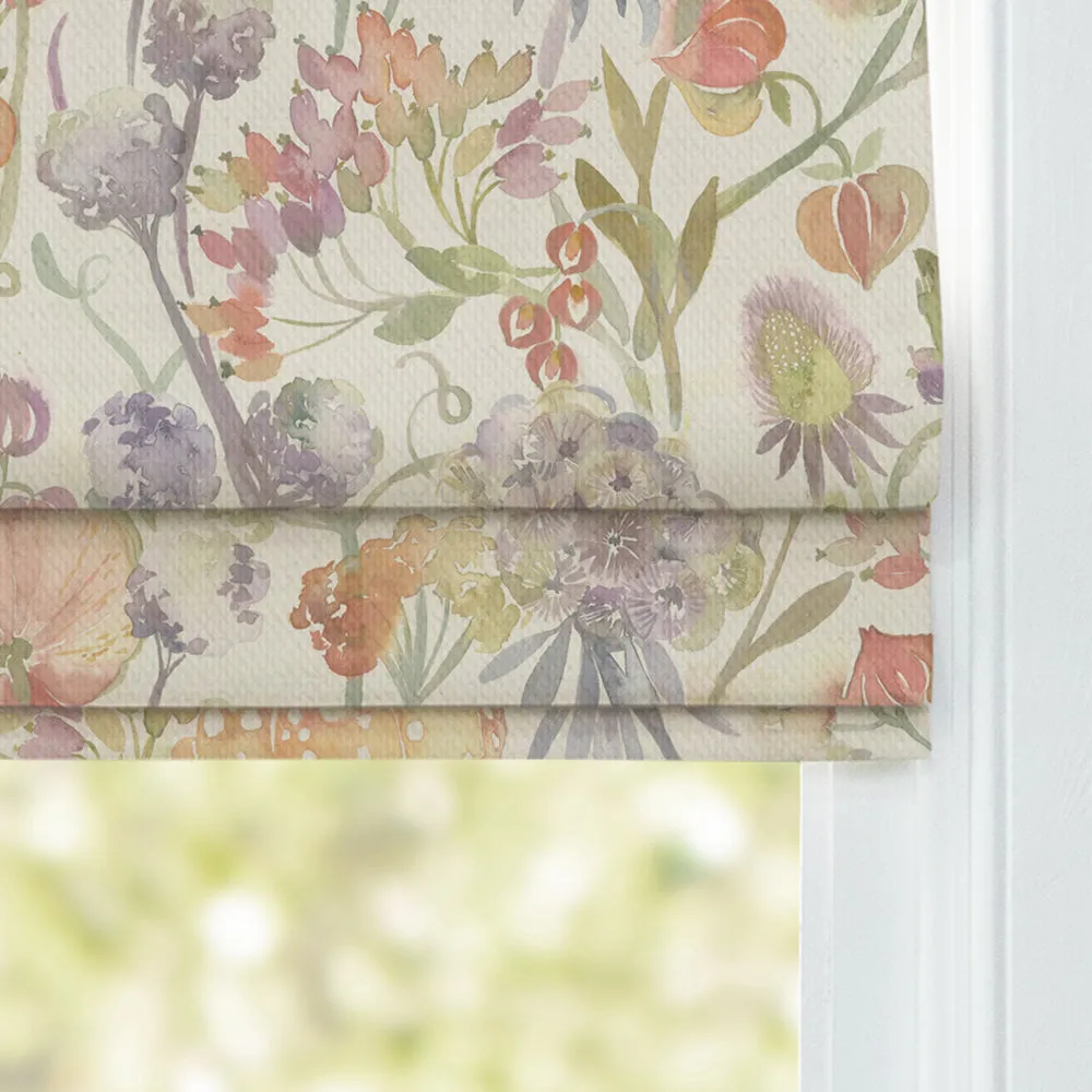 Autumn Floral Printed Linen Made to Measure Roman Blinds Natural