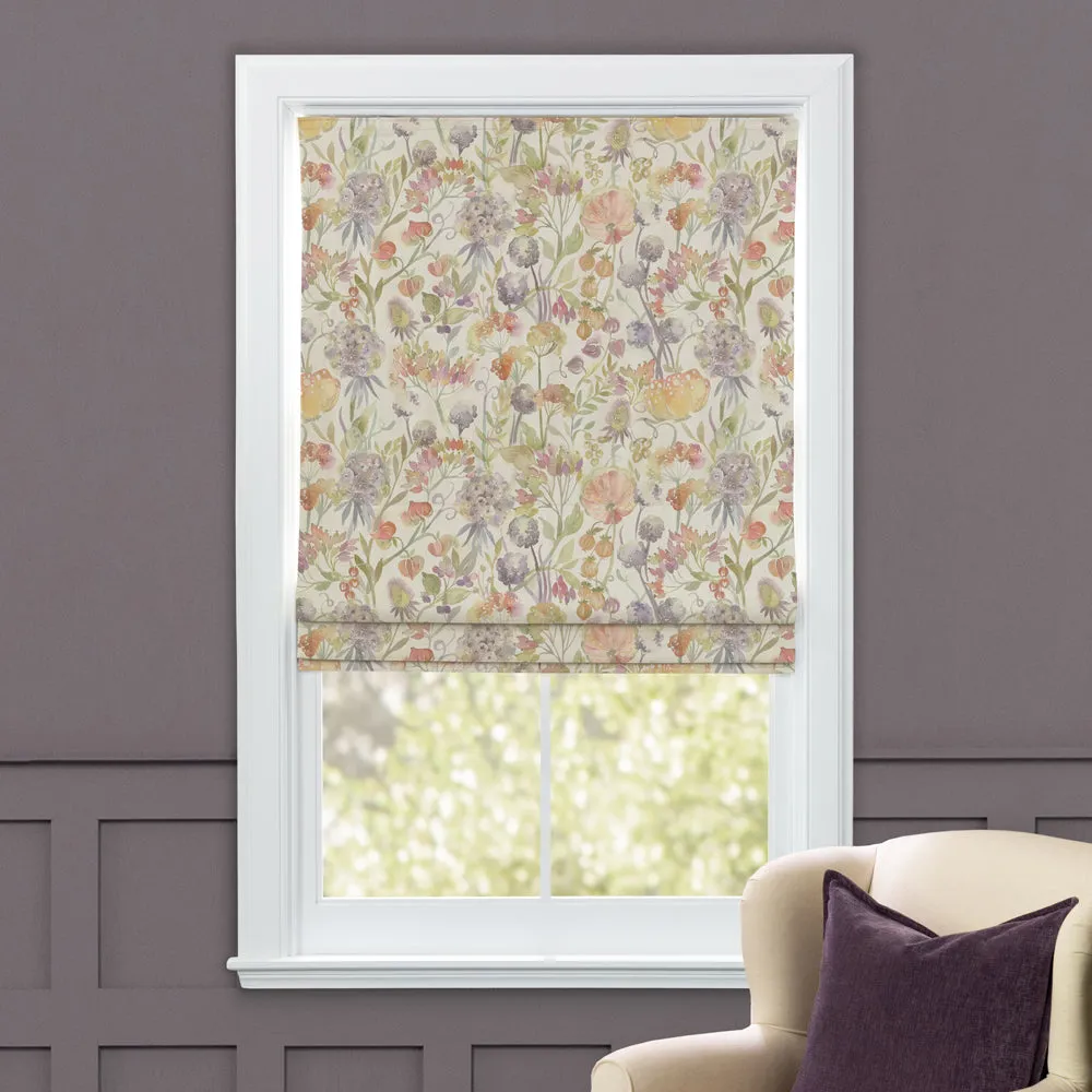 Autumn Floral Printed Linen Made to Measure Roman Blinds Natural