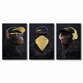 Awesome Gold on Acrylic Triptychon framed mural artwork