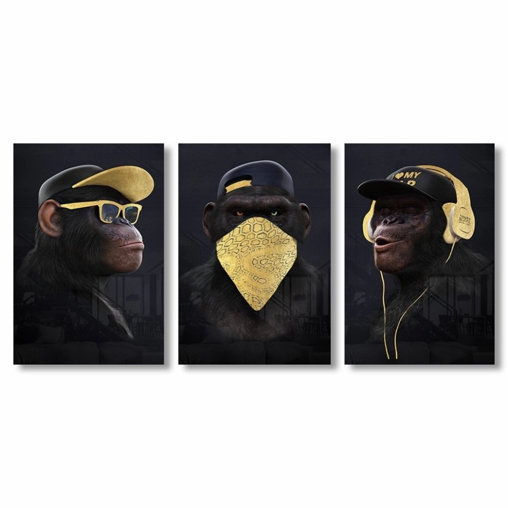 Awesome Gold on Acrylic Triptychon framed mural artwork