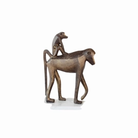 BABOON WITH BABY ON MARBLE BASE 38X24X12CM decorative home ornament