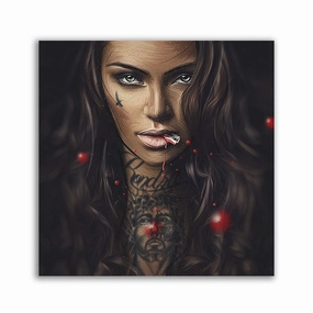 Bad tattoo girl framed mural artwork