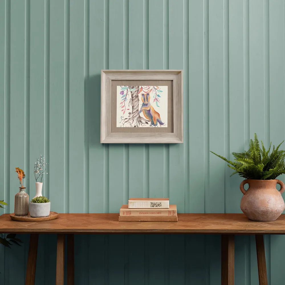 Badger Framed Print Birch/Badger