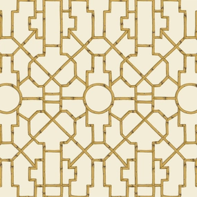Baldwin Bamboo Wallpaper, Rattan & Brown on Off White paper wall covering
