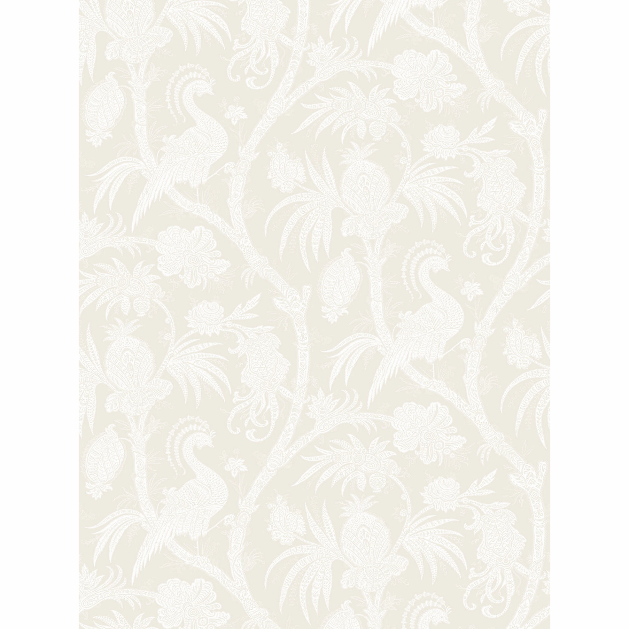 Balinese Peacock Wallcovering in Alabaster