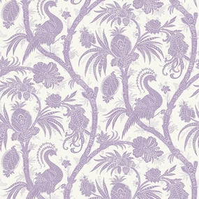Balinese Peacock Wallcovering in Lavender paper wall covering