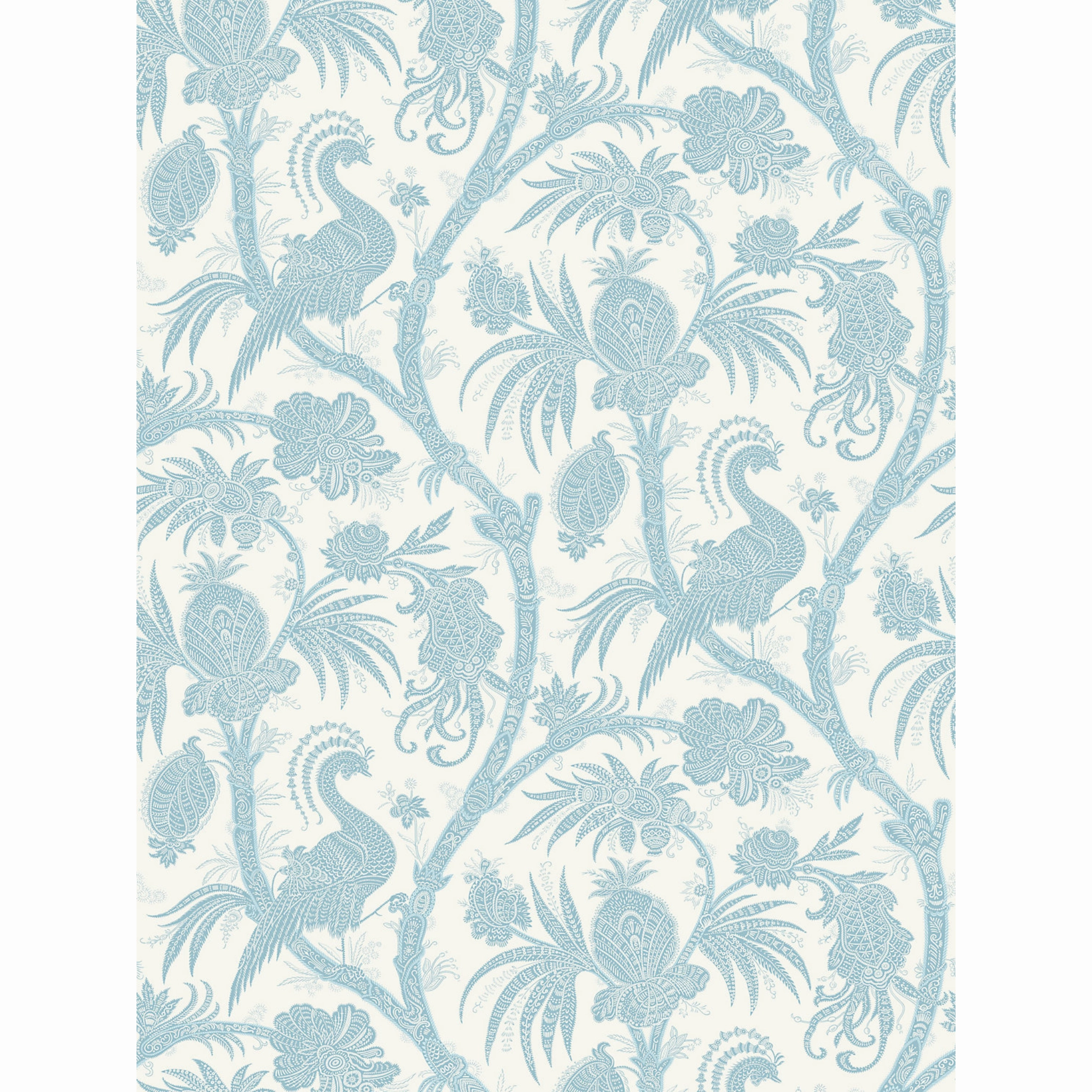 Balinese Peacock Wallcovering in Sky Blue