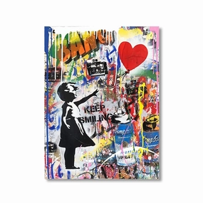 Balloon Art Girl by Banksy framed mural artwork