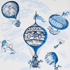 Balloons Children's Wallpaper in Blue paper wall covering