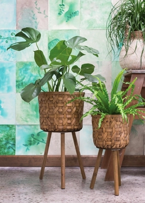 Bamboo Basket Planter minimalist art object  