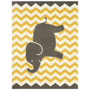 BARON 5' X 8', Area Rug, Elephant, Yellow/Gray neutral everyday carpet