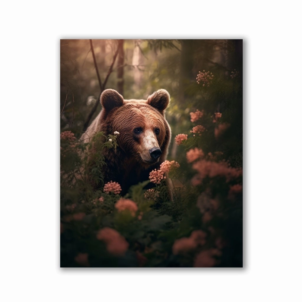 Bear in the forest by Zenzdesign framed mural artwork