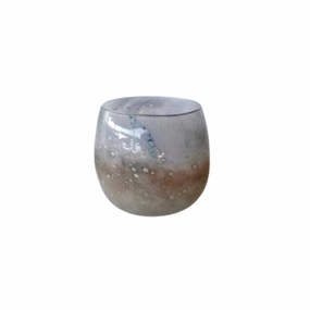 Beige shimmery glass candle holder 20X17cm decorative home ornament