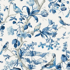 Belize Blue Porcelain Wallpaper paper wall covering