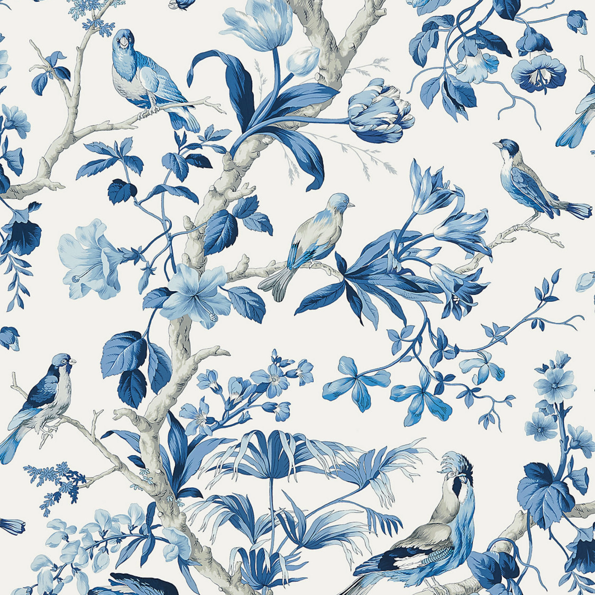 Belize Blue Porcelain Wallpaper paper wall covering