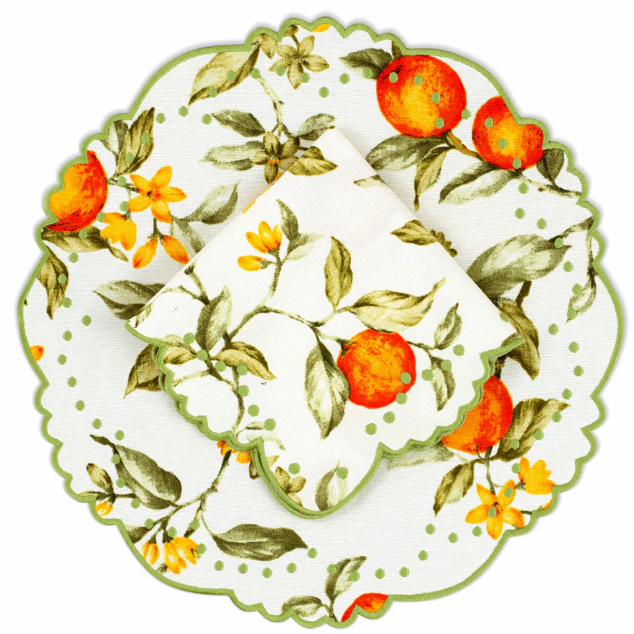 Berenice Citrus Embroidered Placemat & Napkin Set