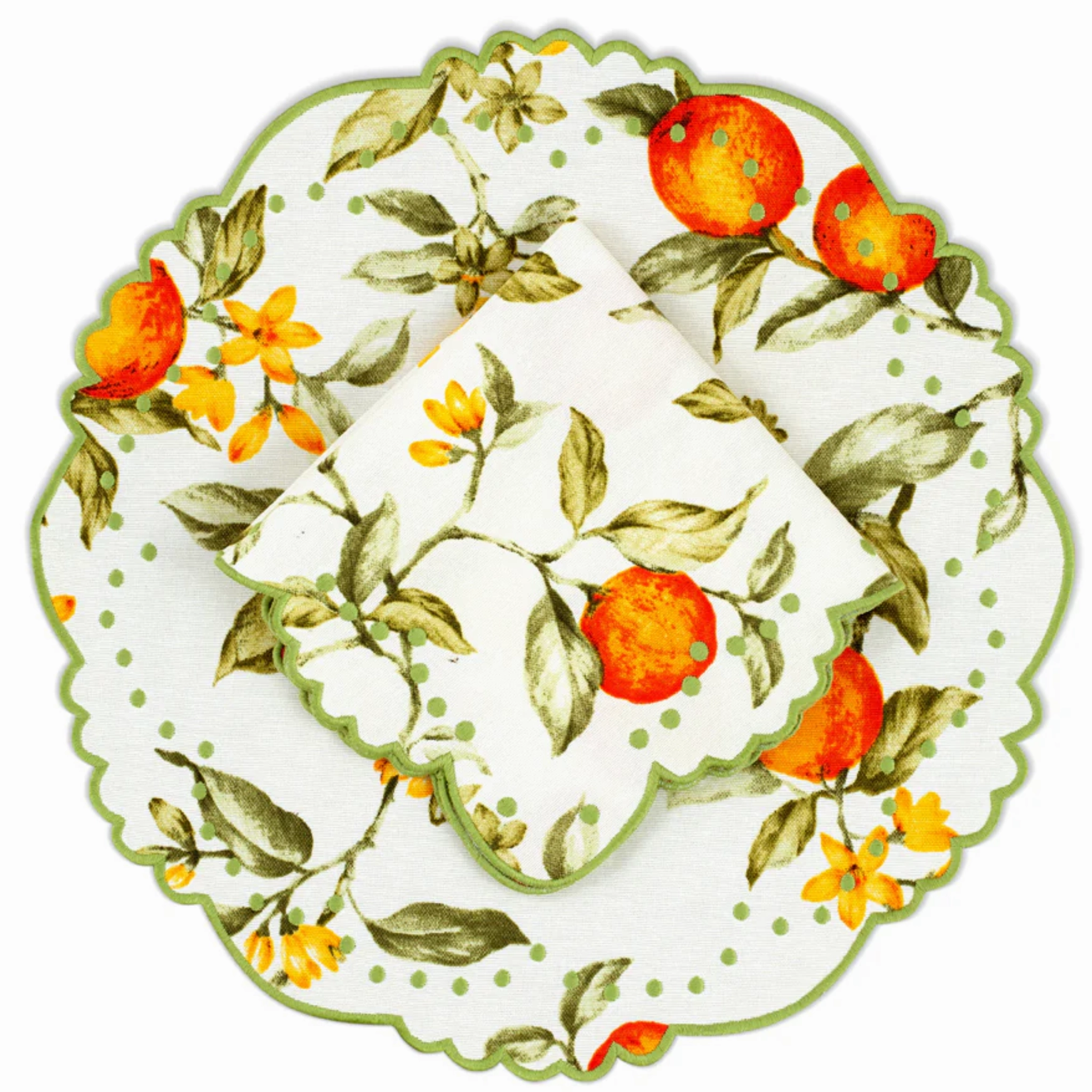 Berenice Citrus Embroidered Placemat & Napkin Set