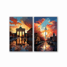 Berlin City Pop Art - Duo by Catill framed mural artwork
