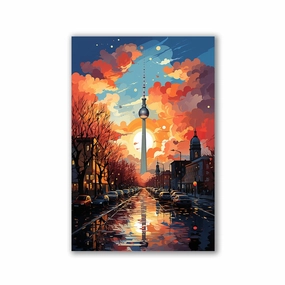 Berlin TV Tower Pop Art by Catill framed mural artwork