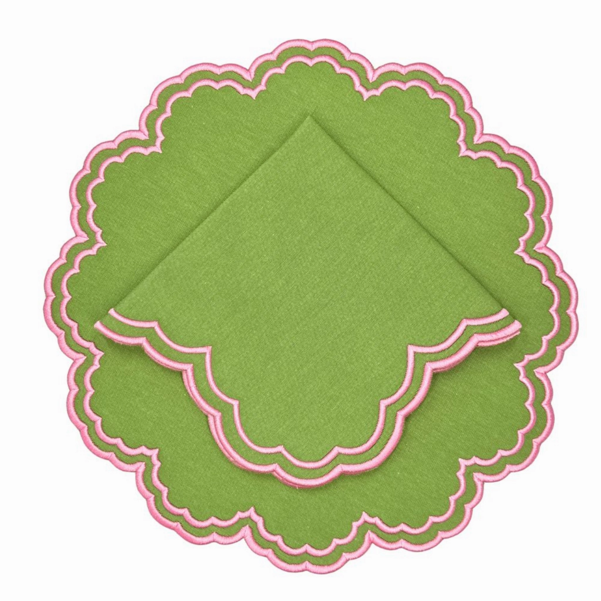 Bettina Napkin - Green & Pink, Set of 4