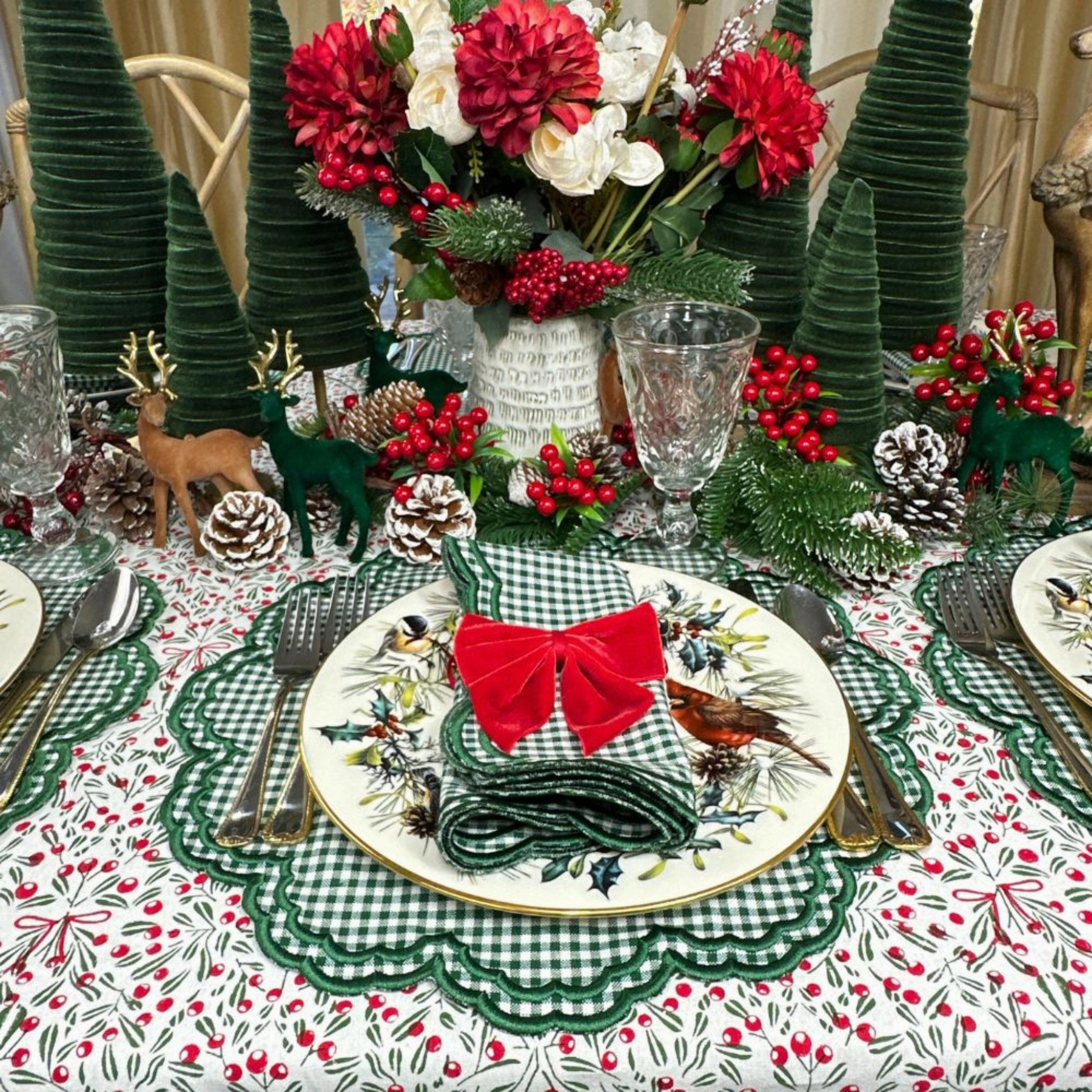 Bettina Napkin in Dark Green Gingham, Set of 4