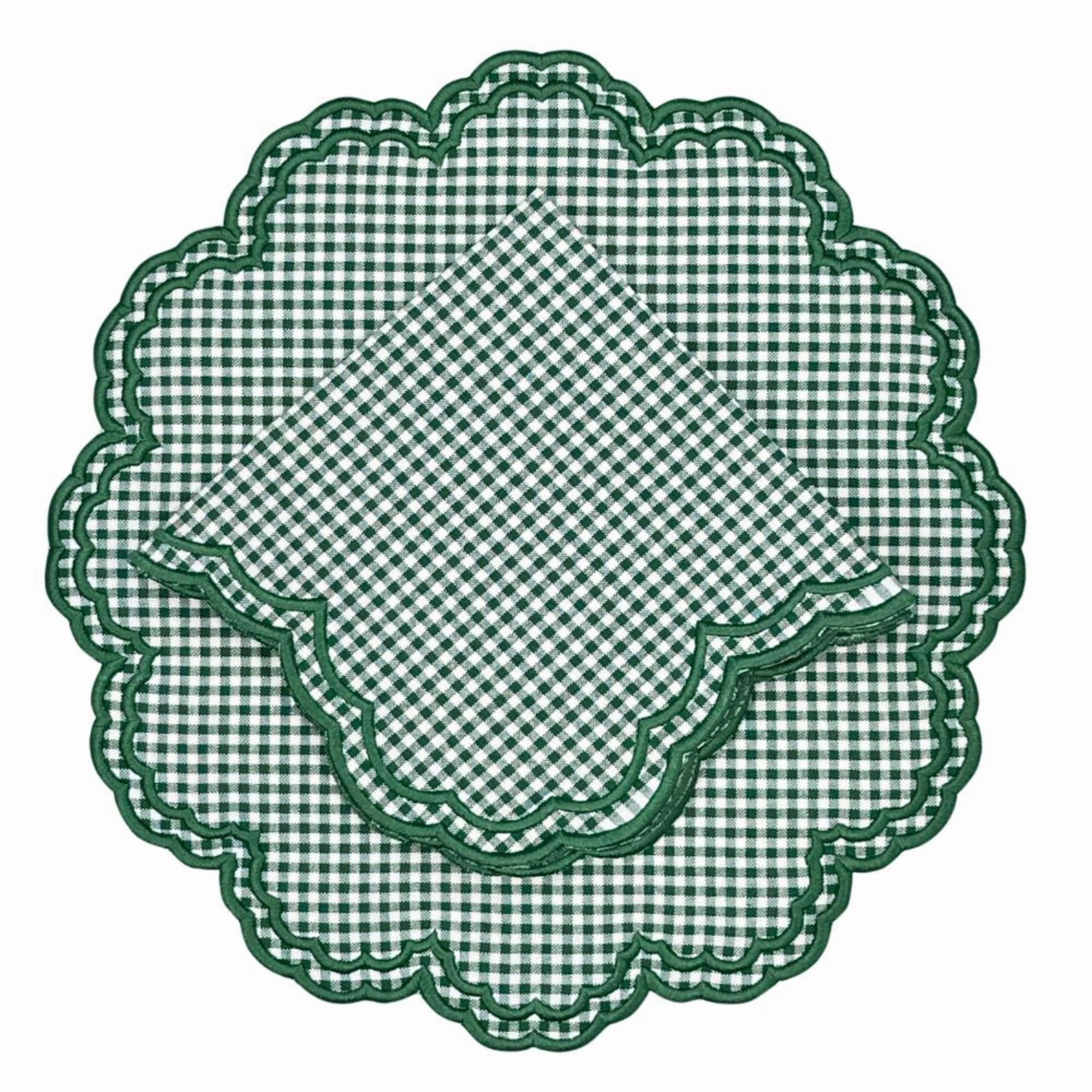 Bettina Napkin in Dark Green Gingham, Set of 4