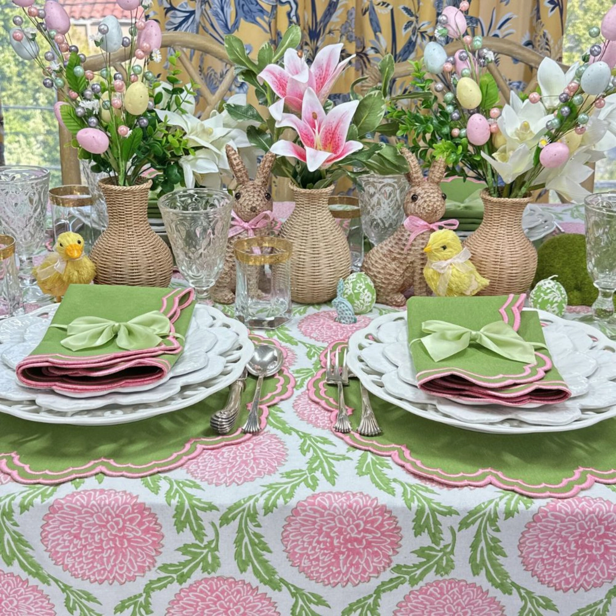 Bettina Placemat - Green & Pink, Set of 4
