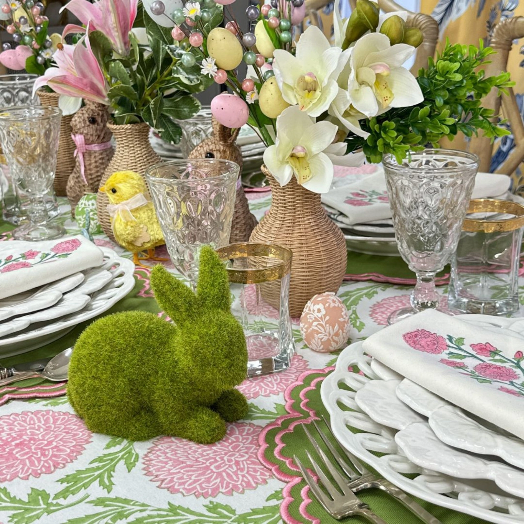 Bettina Placemat - Green & Pink, Set of 4