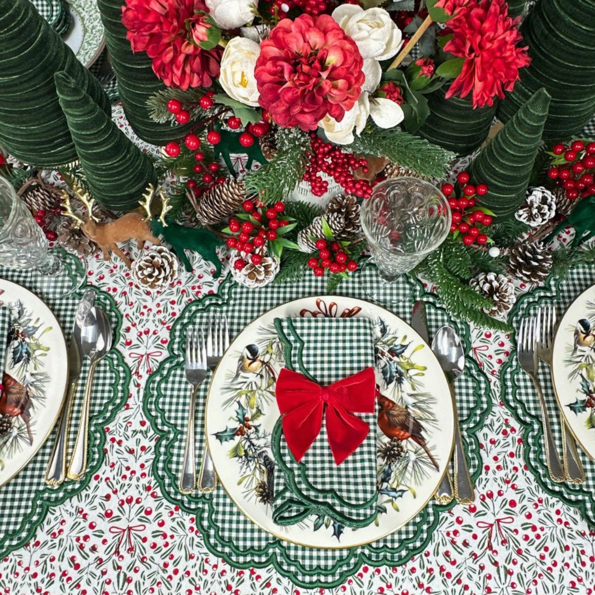 Bettina Placemat in Dark Green Gingham, Set of 4