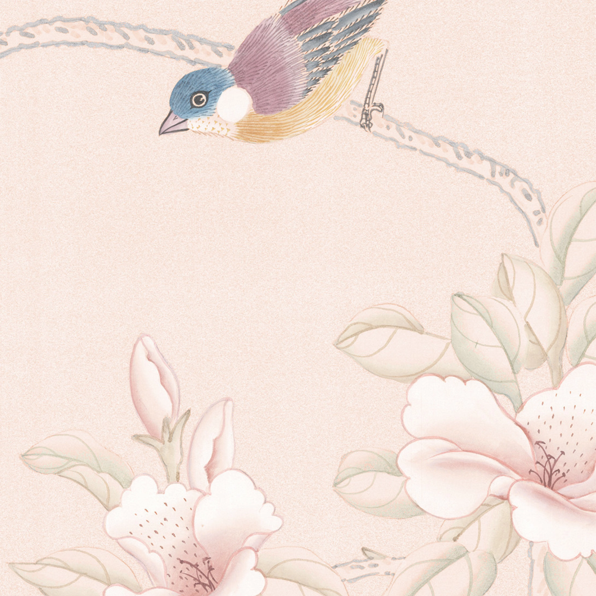 Biarritz Chinoiserie Mural Wall Paper Panels in Petale paper wall covering