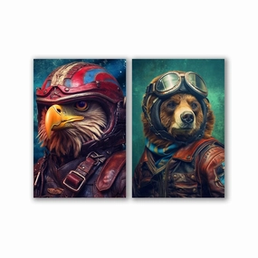 Biker Buddies Duo by Juliano de Araujo framed mural artwork