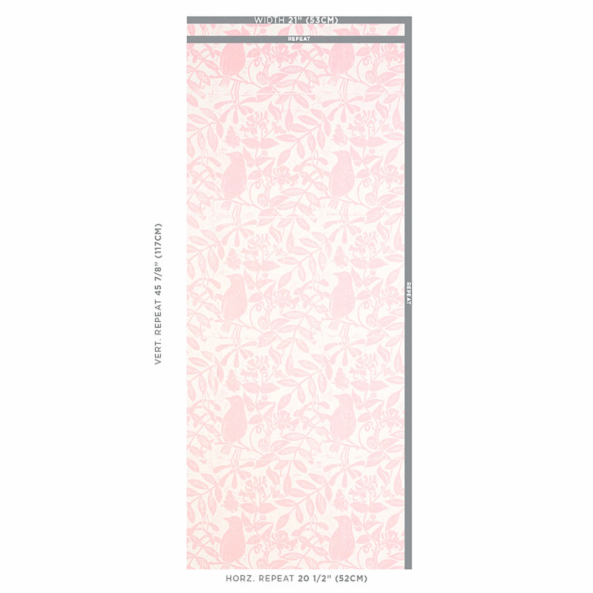 Bird & Bee Wallpaper in Pink