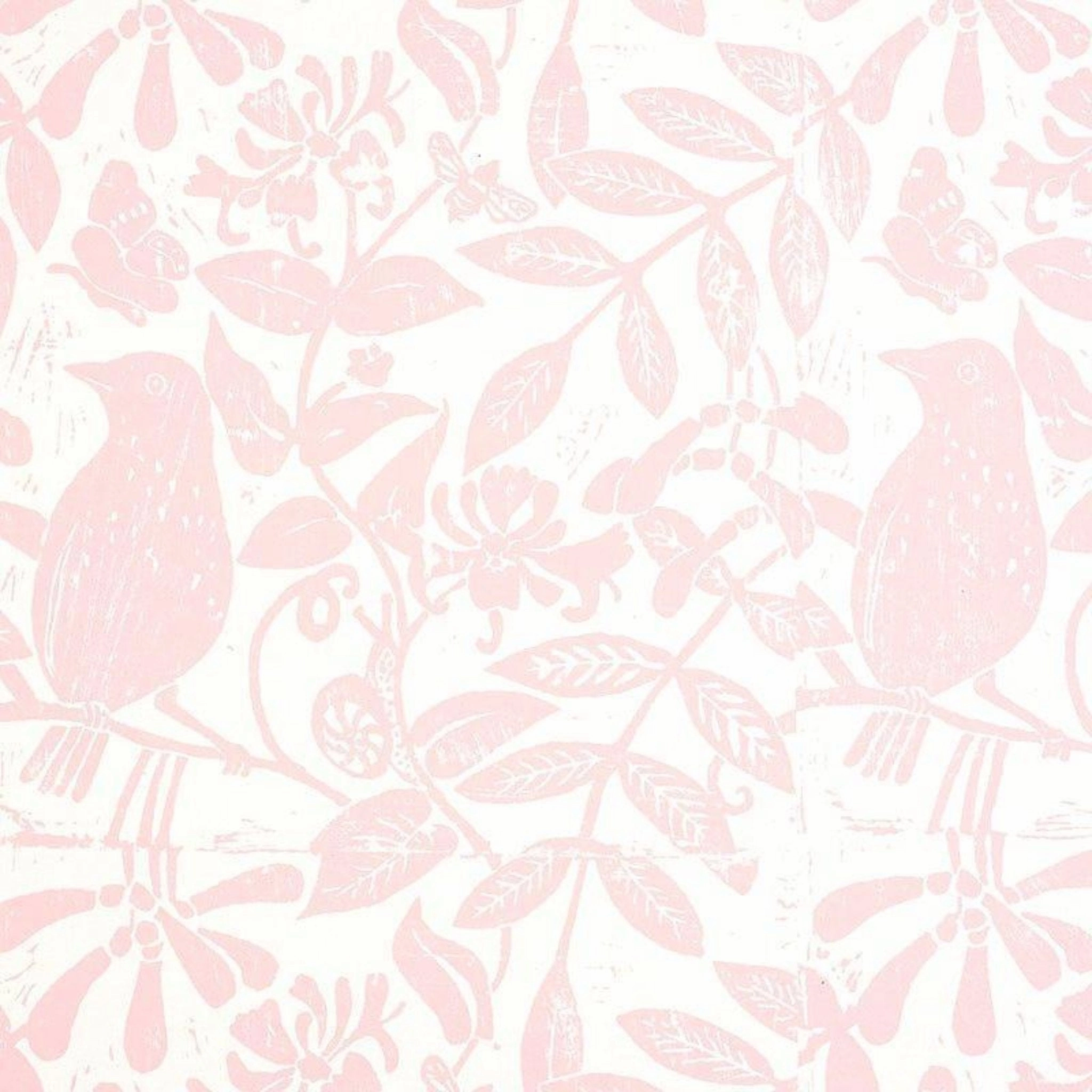 Bird & Bee Wallpaper in Pink