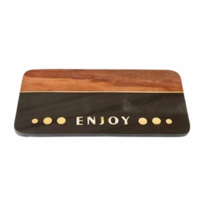 Black and brass inlay "Enjoy" marble board decorative home ornament