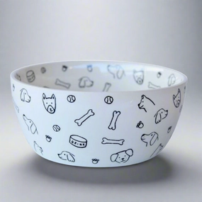 Black and white porcelain dog bowl decorative home ornament