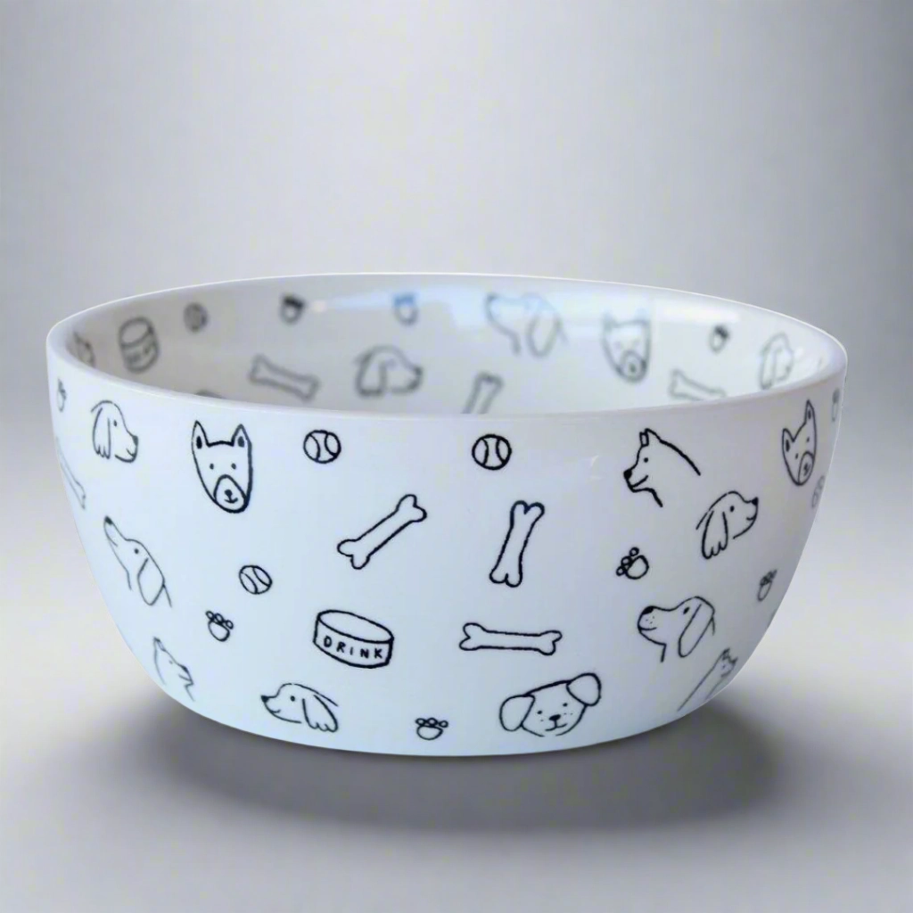 Black and white porcelain dog bowl decorative home ornament